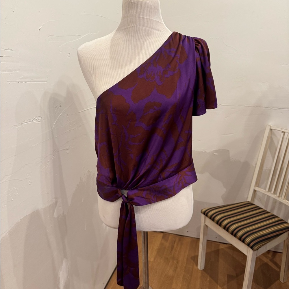 Express Purple and Brown Patterned Top